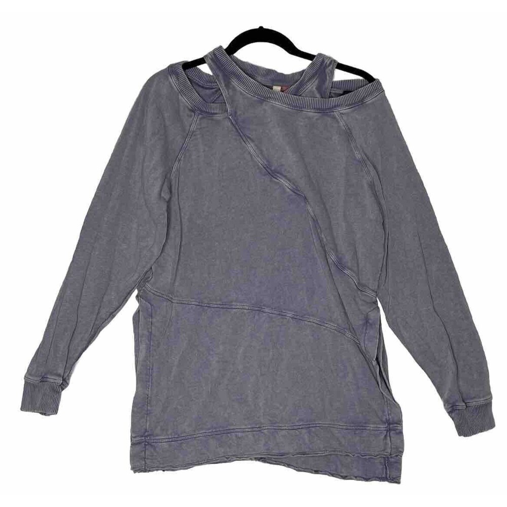 Anthropologie Pilcro Crossover Sweatshirt Size XS Purple Side Slits Acid Wash